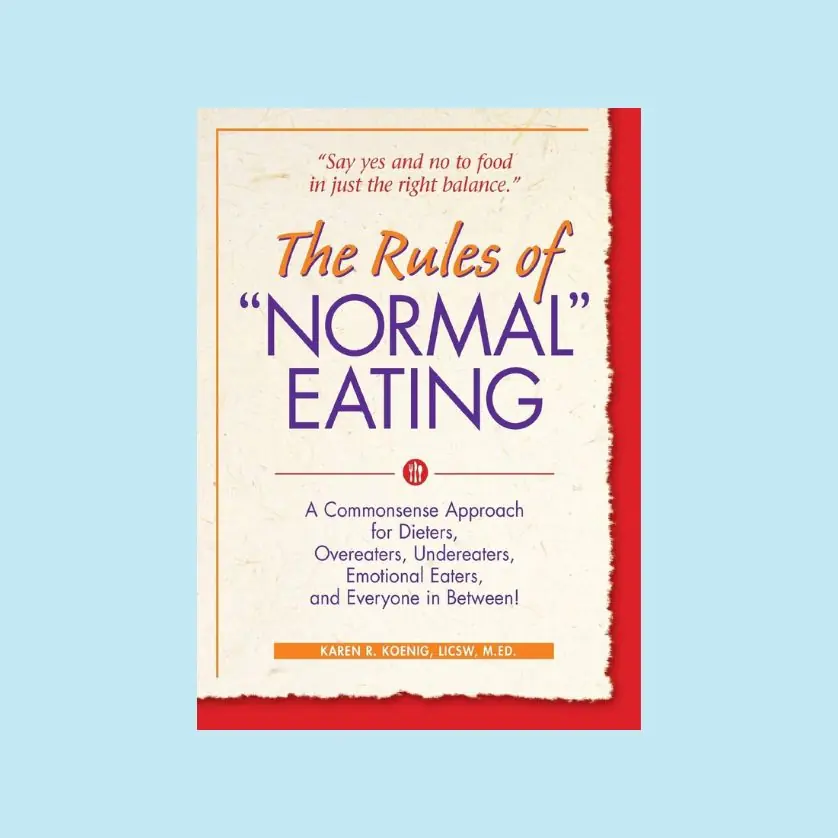 The book cover for the rules of normal eating.